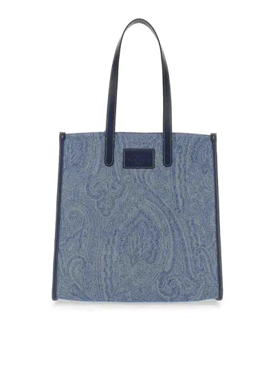 Etro Tote Bag With Print In Dark Wash