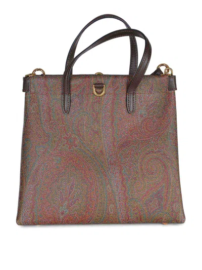 Etro Bag Made Of Coated Cotton Paisley Canvas In Brown