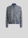 Etro Bomber Jacket With Floral And Medallion Motif In Navy Blue