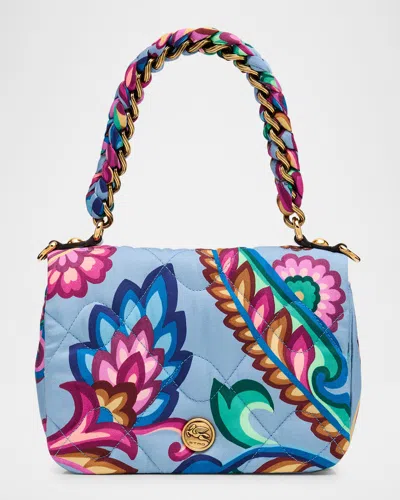Etro Bond Xs Sea-print Quilted Shoulder Bag In Light Blue