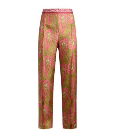 ETRO BOOTCUT TROUSERS WITH PLACED PAISLEY FOLIAGE PRINT