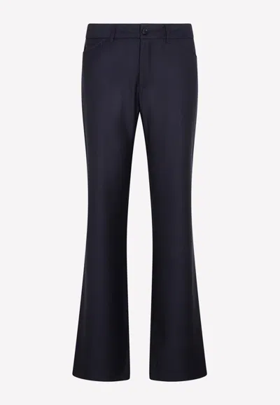 Etro Bootcut Wool Pants In Blue