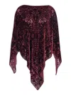 Etro Bordeaux Cape With All-over Paisley Motif And Triangular Hem In Silk Blend Woman In Red