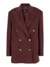 Etro Bordeaux Double-breasted Jacket With Logo Detail On Buttons In Burgundy