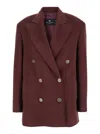 Etro Bordeaux Double-breasted Jacket With Logo Detail On Buttons In Red