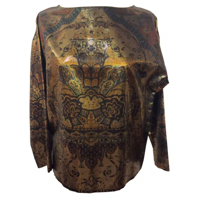 Pre-owned Etro Borza Fancy Silk Blouse Size It 42 / Fr 38 / Us 6 In Black