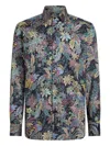 Etro Floral Print Long Sleeve Button-down Shirt In Blue