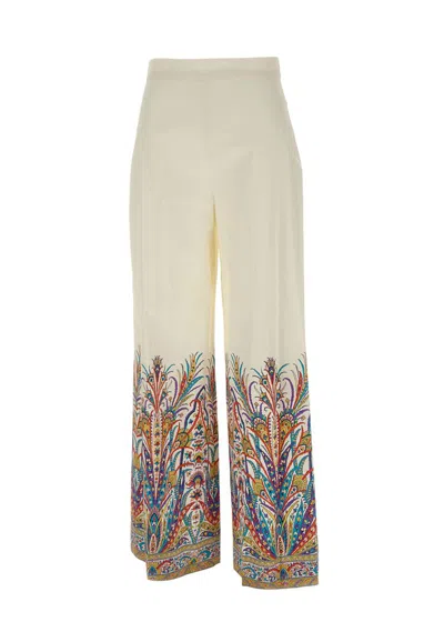 Etro Botanical Printed High Waist Palazzo Trousers In Multi
