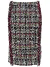 Etro Knee-length High-waisted Textured Fringe Skirt In Grey