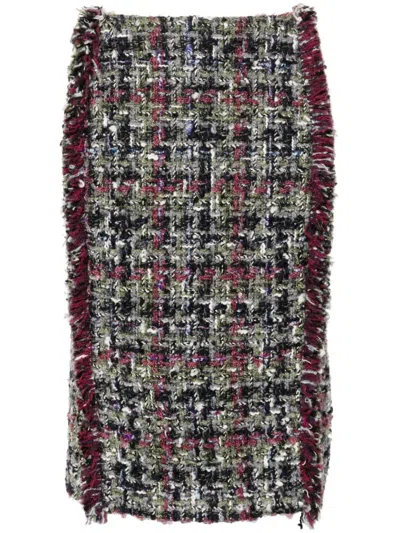 Etro Knee-length High-waisted Textured Fringe Skirt In Multi