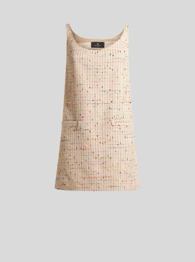 Etro , Bouclé Mini Dress, Woman, White, Size 42