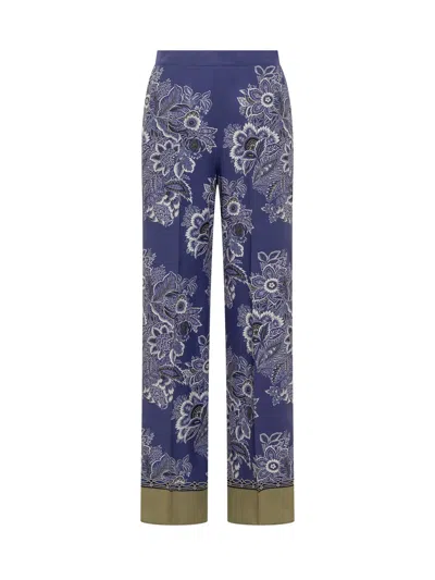 Etro Bouquet Bandana Trousers In Fdo Blu
