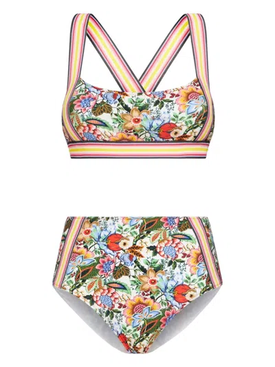 Etro Bouquet-print Bikini Set In Blue