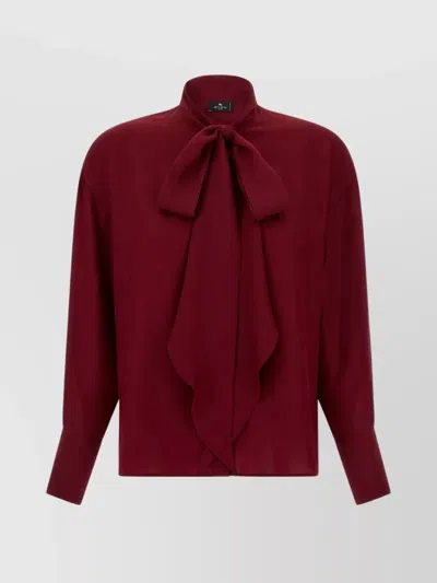 ETRO BOW DETAIL JACQUARD SILK BLOUSE