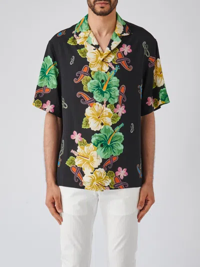 Etro Bowling S/s Shirt In Nero