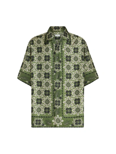 Etro Boxy Shirt S/s In Green Multi
