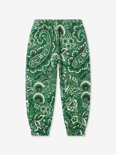 Etro Babies' Floral Jersey Track Pants In Green