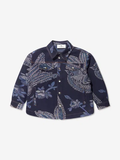 Etro Kids'  Boys Jacquard Bird And Flower Jacket In Blue