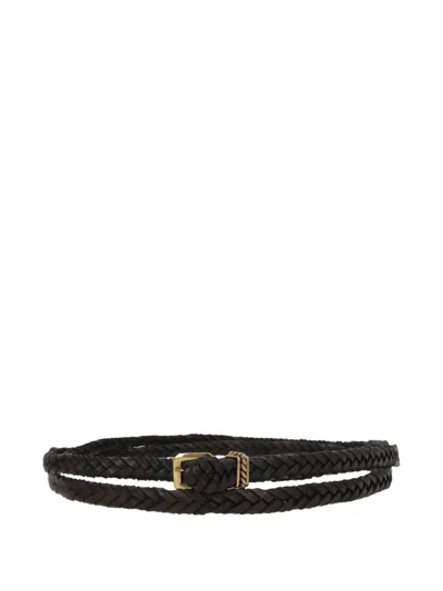 Etro Braided Buckled Belt In Brown
