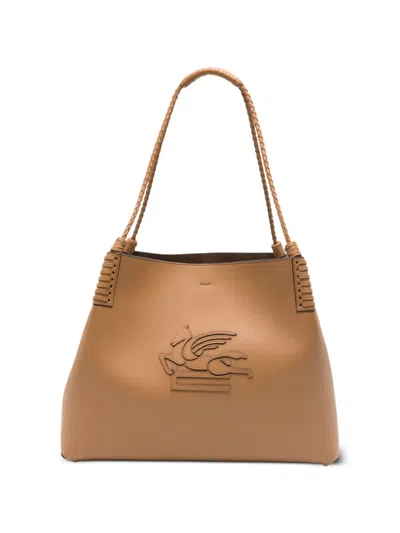 Etro Braided-handle Shoulder Bag In Brown