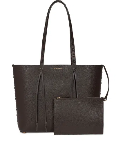 Etro Braided-handle Tote Bag In Brown