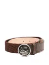 Etro Braided Leather Belt In Brown