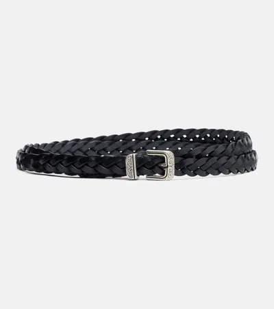 Etro Braided Leather Belt In Black