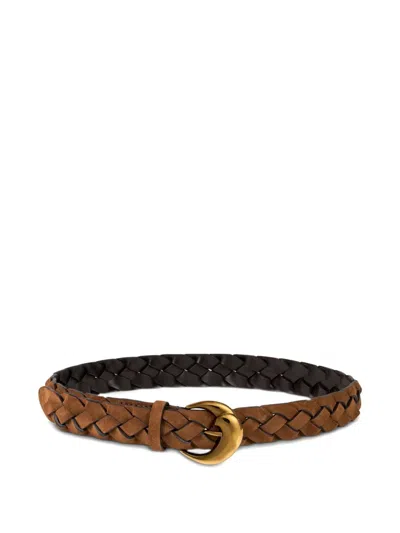 Etro Braided Leather Belt In Brown