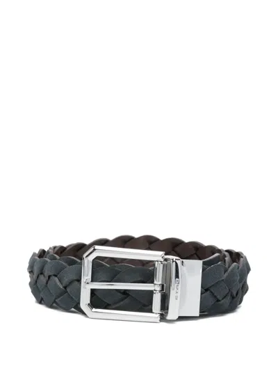 Etro Braided-leather Buckle Belt In Blue