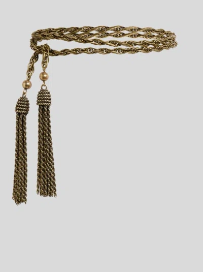 Etro , Braided Metal Belt With Tassels, Woman, Gold