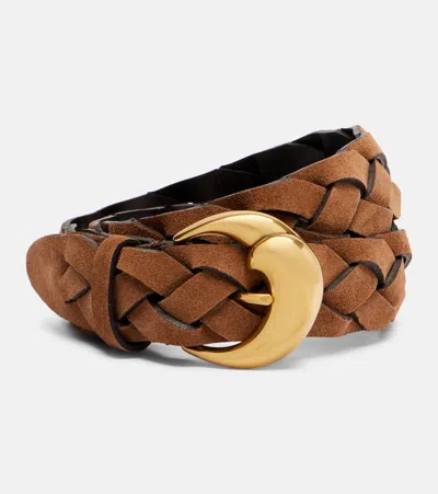 Etro Braided Suede Belt In Brown