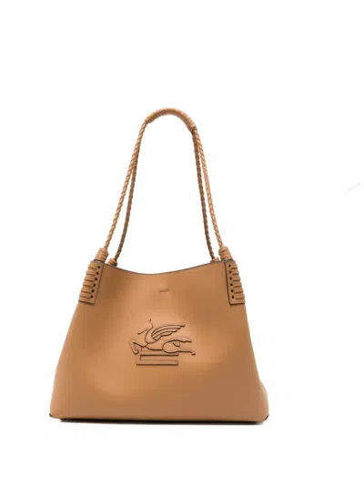 Etro Braided-handle Shoulder Bag In Brown