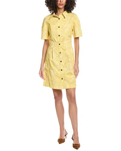 Etro Brass Denim Mini Dress In Yellow