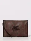 Etro Large Paisley Pouch With Pegaso Detail In Brown