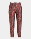 Etro Bristol Floral Brocade Straight-leg Crop Pants In Brown