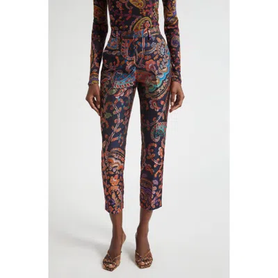 Etro Bristol Paisley Jacquard Ankle Trousers In Multi