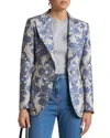 Etro Jacquard Silk Blend Blazer With Embroidery In Multicolour