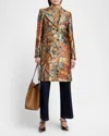 Etro Brocade Single-breasted Coat In Multicol On Green Ba