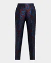 Etro Brocade Slim Cropped Trouser In Blue