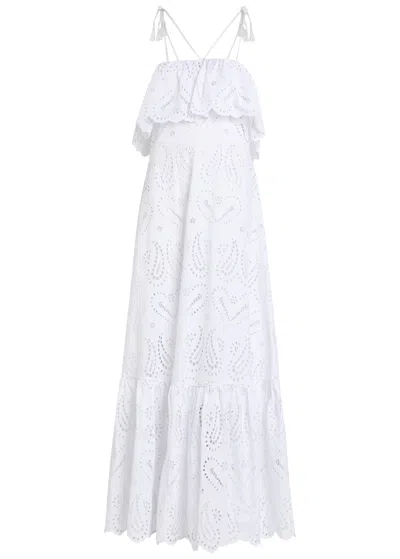 Etro Broderie Anglaise Cotton-blend Maxi Dress In White