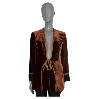 Pre-owned Etro Brown 2019 Derbyshire Ribbon Trim Velvet Jacket 42 M