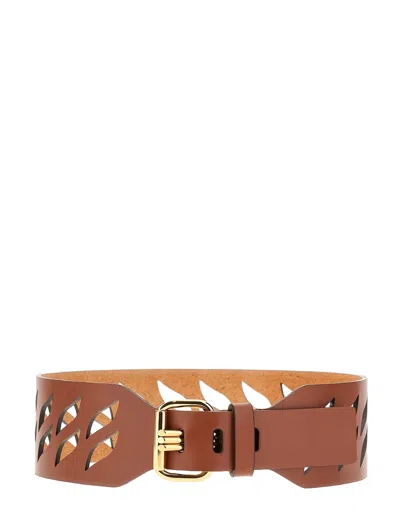 Etro Penworked Motif Leather Belt In Brown