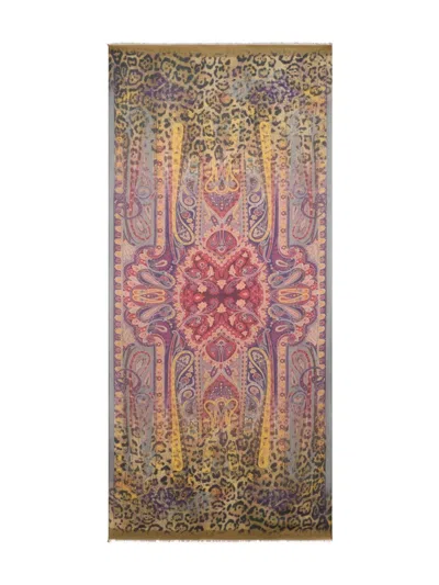 ETRO ETRO BROWN ANIMAL PATTERN SCARF