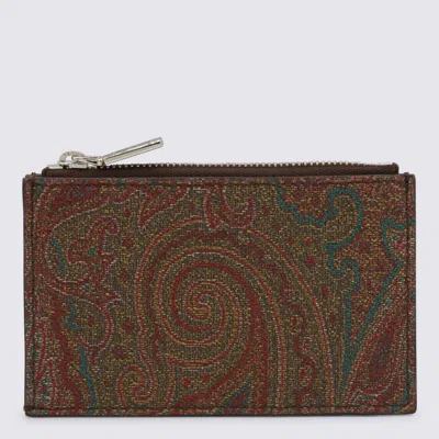 Etro Brown Card Holder In Multi