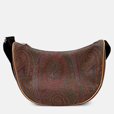 Pre-owned Etro Brown Coated Canvas Paisley Hobo Bag