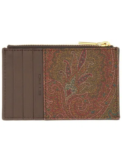 Etro Brown Cotton Polyester Wallets