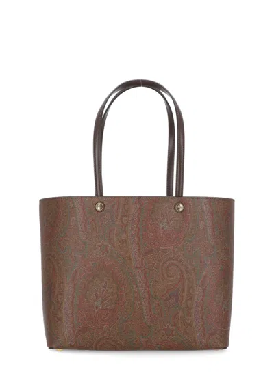 Etro Brown Cotton Shopping Bag With Pochette