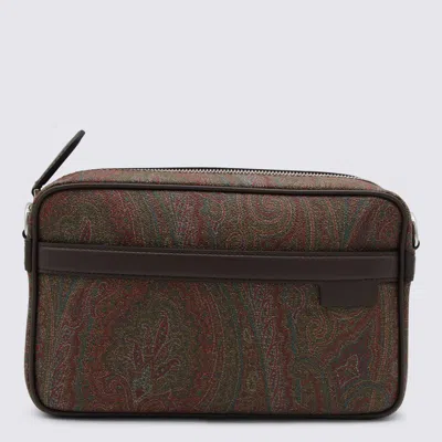 Etro Mini Camera Case With Shoulder Strap And Paisley Motif In Brown