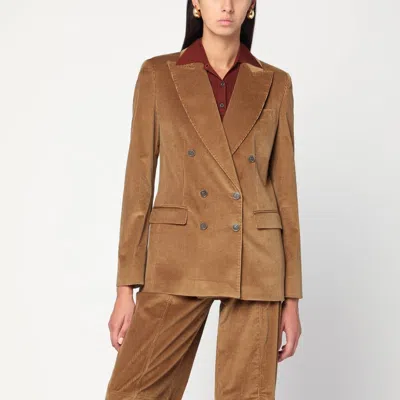 Etro Brown Double-breasted Velvet Jacket Women