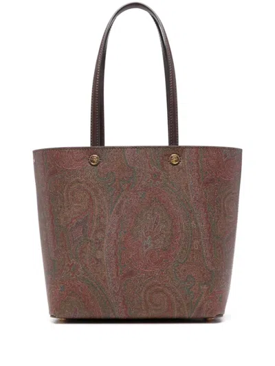 Etro Women Brown Essential Arnica Medium Tote In Purple